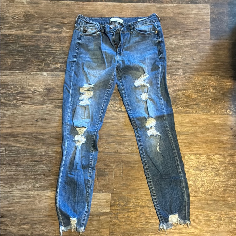 Kancan Distressed Blue Skinny Jeans